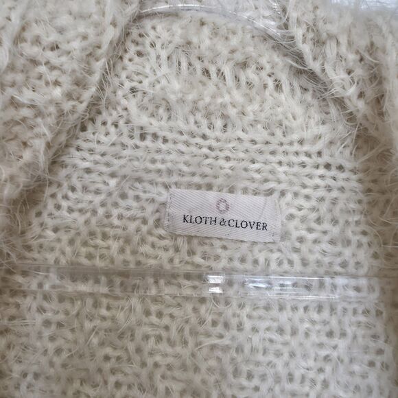 Kloth & Clover Cream Color Open Front Soft Eyelash Knit Sweater Vest One Size - Picture 5 of 6
